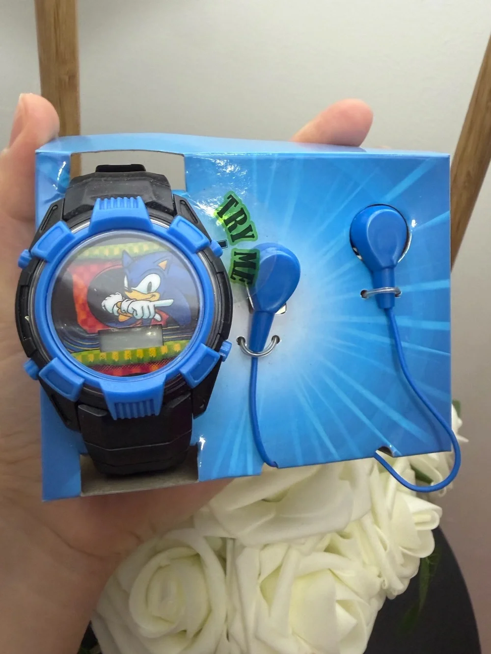 Sonic Kids Blue Digital Watch with Earbuds